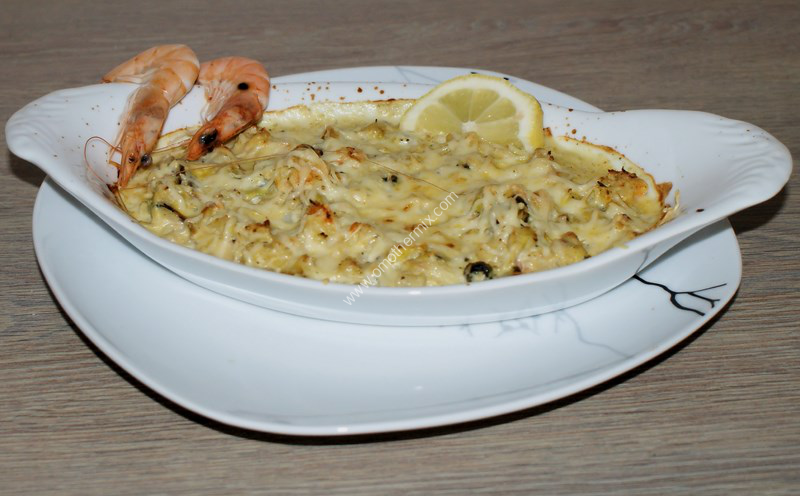 Image grande un gratin de poireaux aux fruits de mer magimix